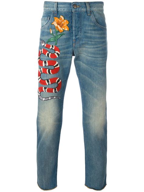 gucci snake jeans replica|gucci ripped denim jeans.